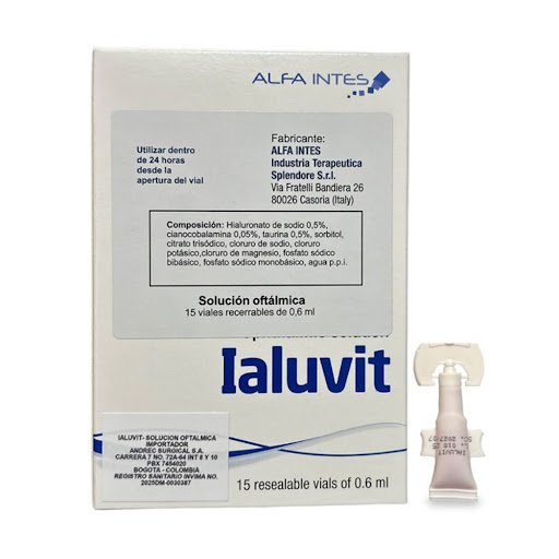 Ialuvit Hialuronato De Sodio + Cianocobalamina + Taurina 0.5%/0.05%/0.5% Alfa Caja x 15 Flacons
