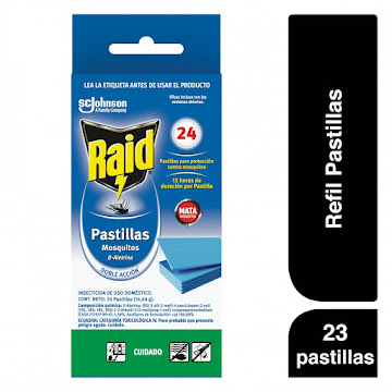 Insecticida Y Repelente Raid En Pastilla Para Insectos Voladores 24 Pastillas Frasco x 38 gr  
