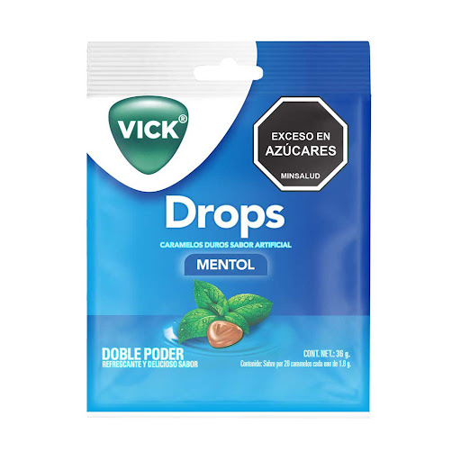 Pastillas Vick Drops Sabor Mentol P&G Paquete x 20 Pastillas Individuales