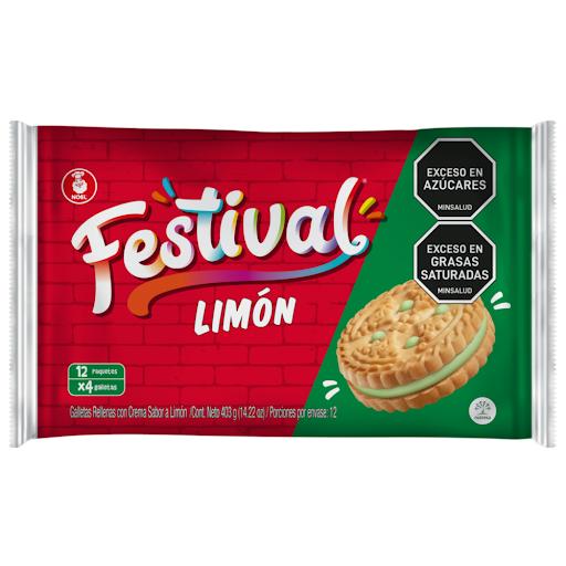 Galletas Festival Sabor Limón x 12 unidades x 4 galletas Festival Bolsa x 12