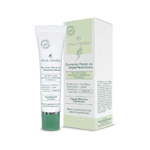 CORRECTOR ANA MARIA FACIAL DE IMPERFECCIONES TUBO X 15 G ANA MARIA Caja x 1 UND Emulsión con color de rápida absorción con Tea Tree, Ácido Salicílico, Extracto de Hamamelis y D-Pantenol que ayudan a minimizar las imperfecciones, controlando la oleosidad y recuperando la barrera p