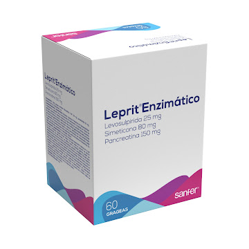 Leprit Enzimático Levosulprida + Simeticona + Pancreatina 25/80/150mg Sanfer Caja x 60 Grageas  
