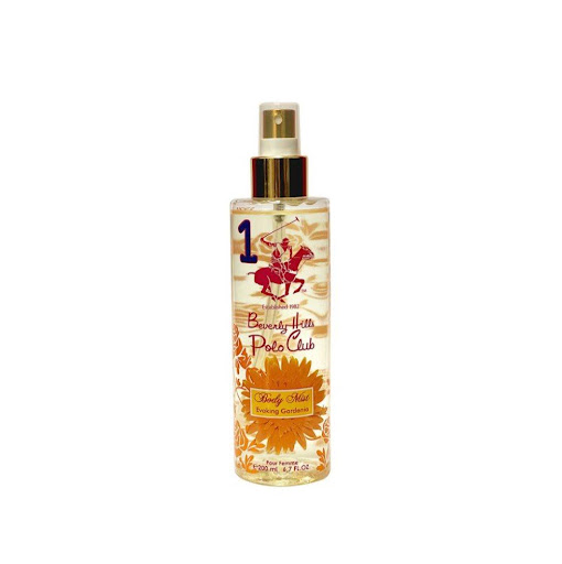 Body Spash Beverly Hills Polo Club Premium Evoking Gardenia No.1 200ML BEVERLY HILLS POLO CLUB caja x 1 Beverly Hills Polo Club Body Mist No. 1 Evoking Gardenia está envuelto en notas de fragancia de bergamota, limón, naranja, jazmín, rosa, vainilla, almizcle y madera de cedro, lo que lo hace premium y 