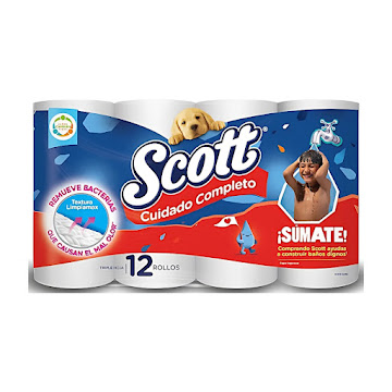 Papel Higiénico Scott Cuidado Completo Triple Hoja x 12 Rollos  