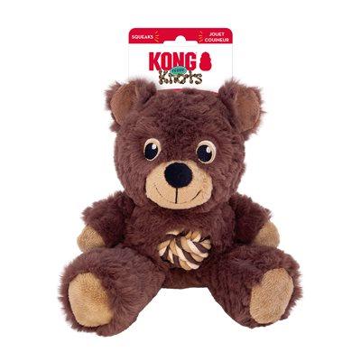 PELUCHE KONG C KNOTS-CUERDA OSO M KONG  x 1 Juguete de peluche con estructura interna de cuerda anudada para mayor resistencia y diversión. Diseñado para estimular el instinto de masticación y juego.Características:Composición: Tela de felpa co