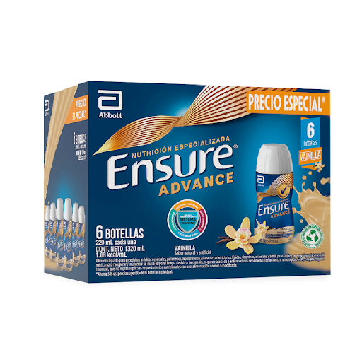 Ensure Advance Vainilla Con Proteína + HMB Líquido x 220 ml Caja x 6 und