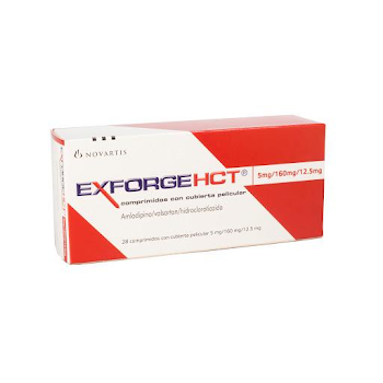 Exforge HCT Amlodipina + Valsartán + Hidroclorotiazi 5mg/160mg/12.5mg Novartis Caja x 28 Comprimidos  