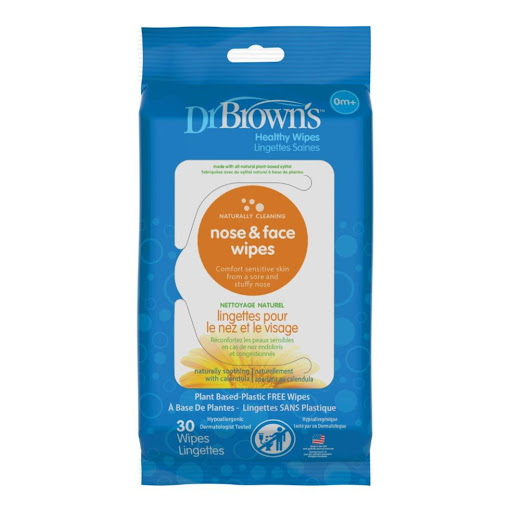 Toallitas Humedas Para Nariz Y Boca 30 Unidades Dr Brown Dr Browns Paquete x 1 Calma las naricitas adoloridas y congestionadas y limpia e hidrata suavemente la nariz y cara de tu bebé con las toallitas para la Dr. Brown's. 
Nuestras toallitas utilizan xilitol y caléndula de orig