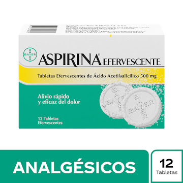 Aspirina Efervescente Ácido Acetilsalicílico 500 mg Bayer Caja x 12 Tabletas  
