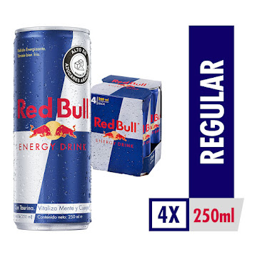 BEBIDA ENERGIZANTE RED   BULL 4 PACK X250ML. X4UND.  