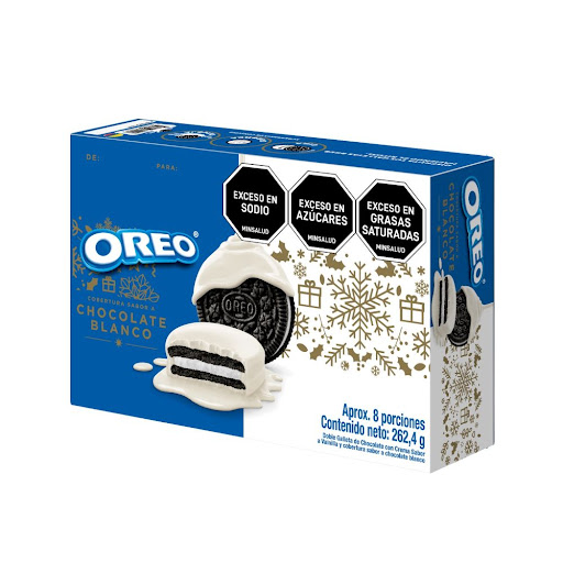 Galletas Oreo Cobertura Chocolate Blanco Navidad x 262 gr