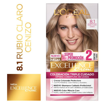 Tinte L´Oreal Excellence Creme Rubio Claro Cenizo 8.1 x 2 und  