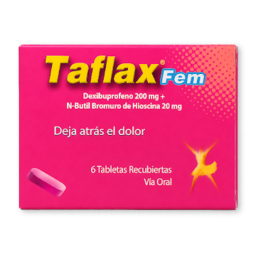 Taflax Fem Dexibuprofeno + Butilbromuro de Hioscina  200mg/20mg Closter Pharma Caja x 6 Tabletas  