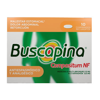 Buscapina Compositum NF N-Butilbromuro de Hioscina + Acetaminofen 10mg/325mg Caja x 10 Comprimidos  
