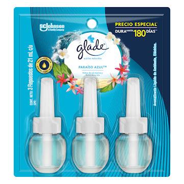 Ambientador Glade Aceites Naturales Paraíso Azul Repuesto 3 Frasco x 21 ml  