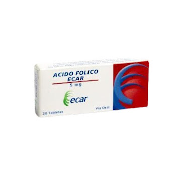 Ácido Fólico Ecar 5 mg Caja x 20 Tabletas  