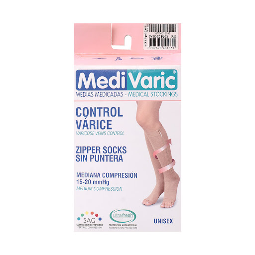 Medias Medivaric Unisex cremallera 15-20 Negro Talla M