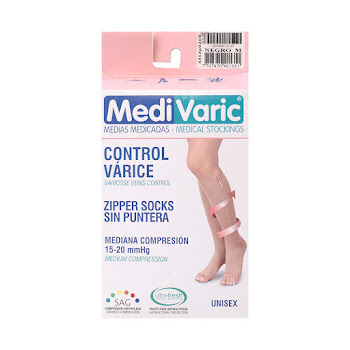 Medias Medivaric Unisex cremallera 15-20 Negro Talla M  