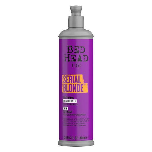 Acondicionador Bed Head Serial Blonde  400 ml TIGI Caja x 1 El complemento ideal para rubios procesados o decolorados. Repara el daño, mejora la elasticidad y deja el cabello sedoso, brillante y con un tono más uniforme y saludable.