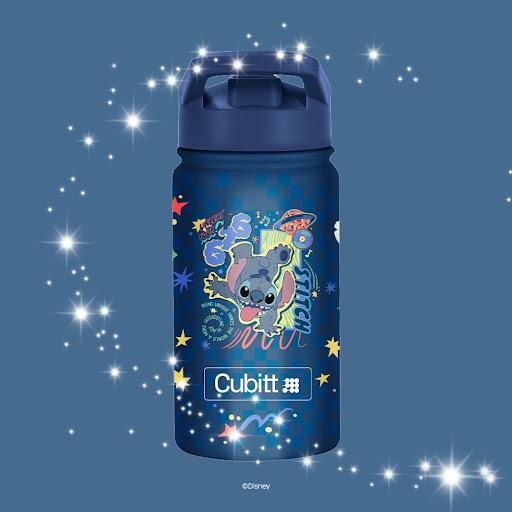 Termo para niños Jr + Navy Stitch Cubitt Bolsa x 1 Termo para niños Cubitt Jr + Lilo & Stitch: Hidratación divertida para niños. 414 ml, conserva frío 24h y caliente 12h. Con pajilla, acero inoxidable libre de BPA y tapa antifugas.