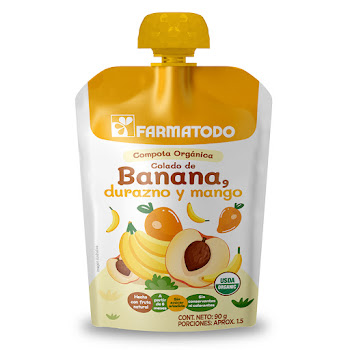 Compota Orgánica Farmatodo Sabor Banana, Durazno Y Mango Frasco x 90 g  