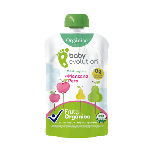 Compota Baby Evolution Orgánica Manzana Pera Sin azúcar añadida x 99 gr