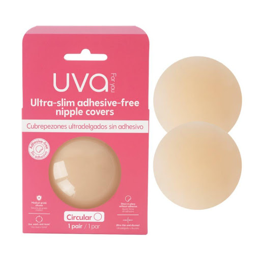 Cubrezones sin adhesivo UVA Nude UVA Caja x 2 Cubrezones UVA Nude sin adhesivo, en silicona grado médico ultradelgada, suave, hipoalergénica, reutilizable y de acabado mate.