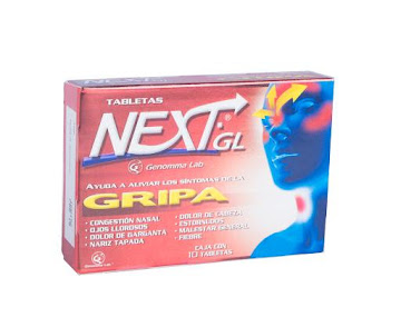 NEXT-GL TABLETAS CAJA   X10TAB. GENOMMA CAFEÍNA FENILEFRINA CLORFENAMI 