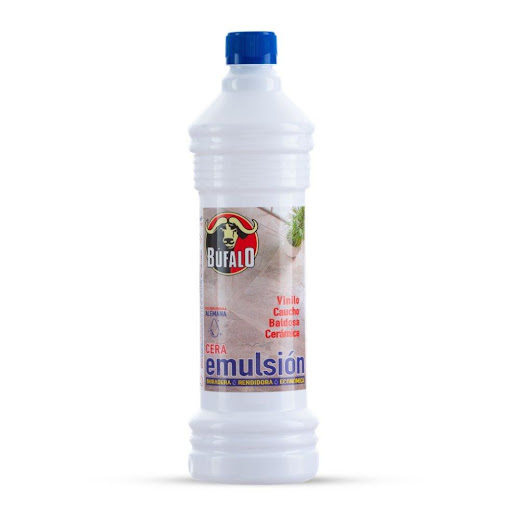 Cera Búfalo Frasco Emulsionada X 800 Ml BÚFALO  Frasco x 1 Und Combinación de ceras naturales que proporcionan brillo, durabilidad y resistencia al rayado. Especial para pisos de baldosas, cerámica, caucho y vinilo. Deja un agradable aroma que perdura.

FORMAS DE