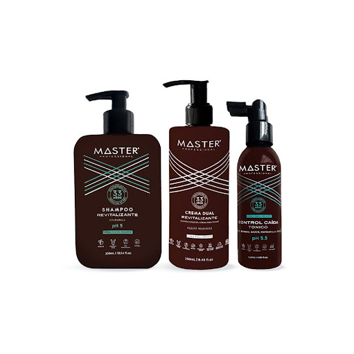 Kit Control Caída Shampoo Revitalizante Caléndula + Crema de Peinas Dual Revitalizante Algas Marinas + Tónico Control Caída MASTER PROFESSIONAL Frasco x Kit 3 uds undefined