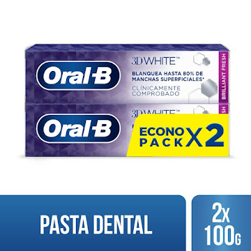 //CREMA DENTAL ORAL-B 3D WHITE BRILLIANT FRESH ECONOPACK X2 UNDX100G      
