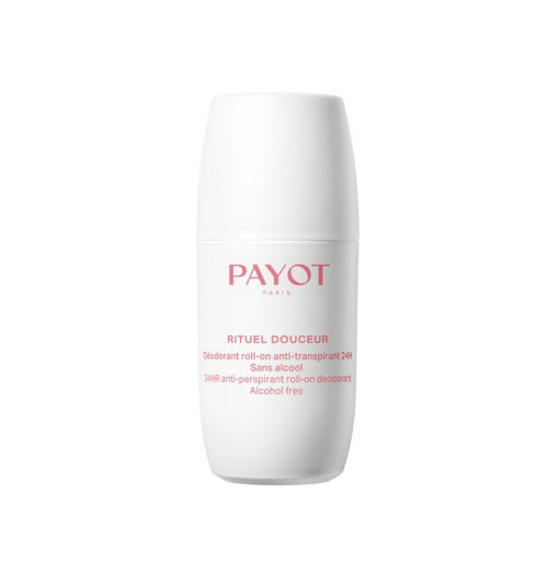 Payot RITUEL DOUCEUR DESODORANTE ROLL ON ANTITRANSPIRANTE SIN ALCOHOL PARA TODO TIPO DE PIEL PAYOT CAJA x 1 Déodorant Ultra-Douceur ofrece una doble garantía: acción desodorante gracias a su efectiva fórmula reguladora y antitranspirante de 24 horas y un efecto de suavidad con una fórmula sin alcohol que re