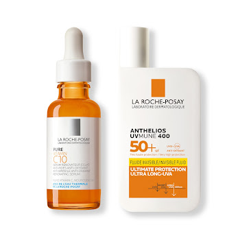 Combo Protector Solar La Roche Posay Anthelios UVmune 400 Invisible Fluid SPF 50+ x 50 ml + Serum Vitamin C10 x 30 ml  