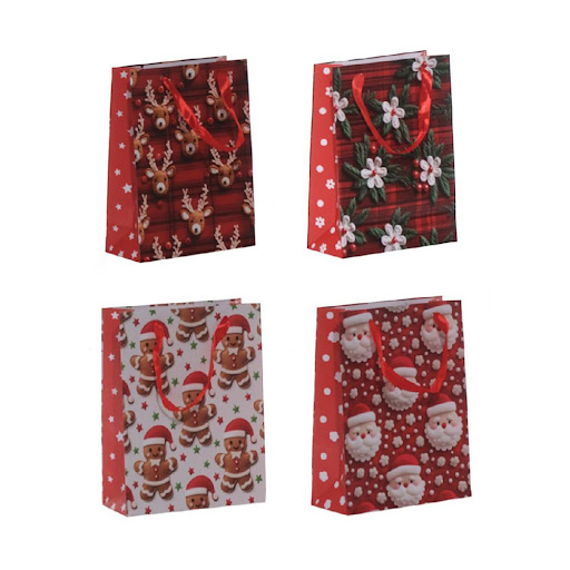 Bolsa De Regalo Navideña Mays Rojo y Blanco Pequeña Surtida x 1 und