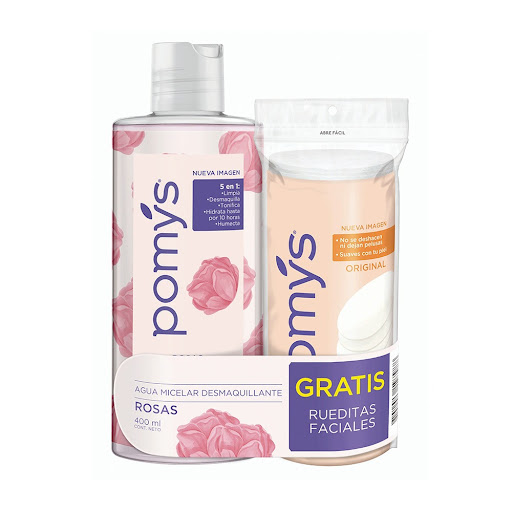 Agua Micelar Pomys Rosas Frasco x 400 ml + Gratis Rueditas desmaquillantes Pomys