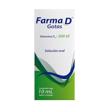 Farma D Gotas Vitamina D3 200UI Sabor a Mango Farmacol Frasco x 10 ml  