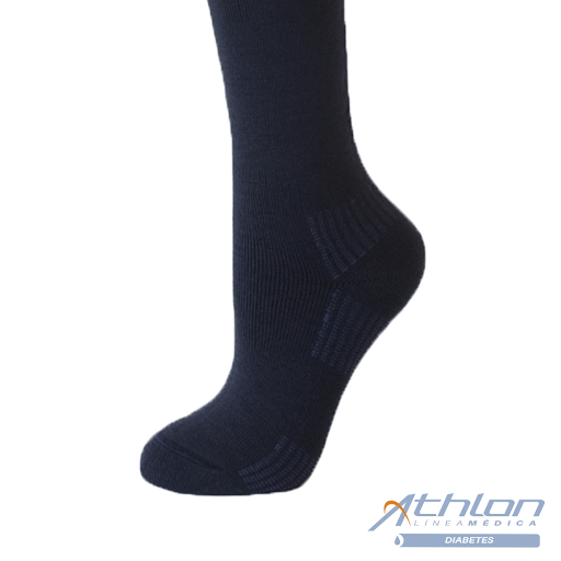 Medias Largas 3/4 Pie Diabético Color Azul Athlon x 1 und