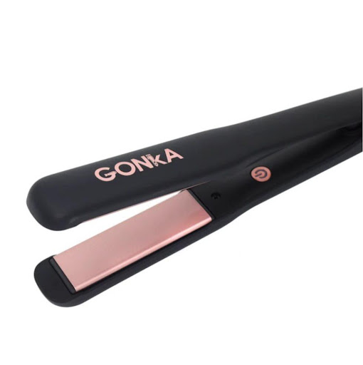 Plancha Revel-GK Gonka Caja x 1 Plancha de cabello Gonka Revel con placas cerámicas anti frizz, temperatura regulable hasta 450°F, diseño ergonómico rojo y cable giratorio.