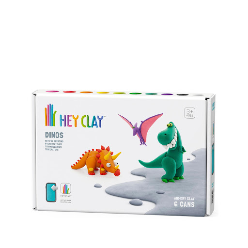 Set Masa Moldeable Hey Clay Dinosaurios x 6 Envases Hey Clay Caja x 6 La masa moldeable Hey Clay está diseñada para sacarle el máximo partido al modelado, ya que es ligera, suave, maleable y agradable al tacto, lo que permite transmitir con precisión la personalidad de 