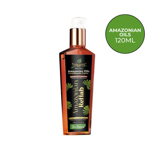 AMAZONIAN OILS 120 ML NAISSANT ENVASE 120ML x 1 El Amazonian Oils, último paso de la línea de rehabilitación capilar Amazonian Rehab, está especialmente formulado para melenas tinturadas o procesadas químicamente. Su objetivo es restaurar la fibra 