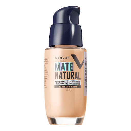 Base Líquida Vogue Mate Natural Tono Champan En Vidrio x 30 ml