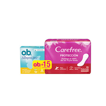Tampones Ob Original x 8 und + Protectores Carefree x 15 und  