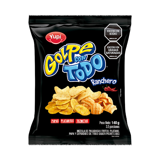 Pasabocas Yupi El Golpe Ranchero Papas Plátanos Tocineta Paquete x 140 gr