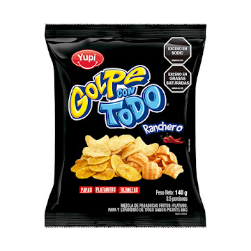 Pasabocas Yupi El Golpe Ranchero Papas Plátanos Tocineta Paquete x 140 gr  