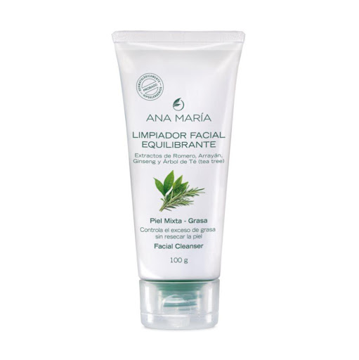 LIMPIADOR ANA MARIA FACIAL EQUILIBRANTE ENVASE X 100 G ANA MARIA ENVASE x 1 UND Elaborado con extractos naturales que controlan el exceso de grasa e imperfecciones. Limpia profundamente retirando impurezas y células muertas, sin resecar la piel.