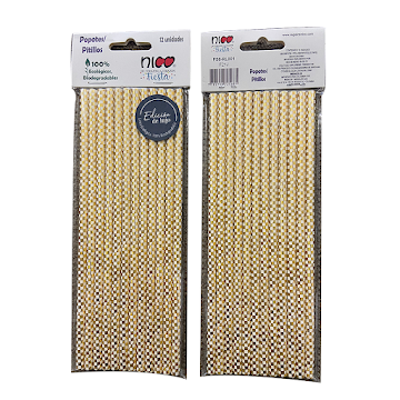 Pitillo Nico Ecológico   Dorado Con Blanco x 12 und  