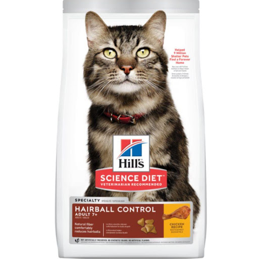 HILLS F ADULT HAIRBALL 7 LB Hills Bolsa x 1 El alimento seco para gatos Hill's Science Diet Hairball Control Adult 7+ proporciona nutrición para ayudar a evitar la formación de bolas de pelo en los gatos.