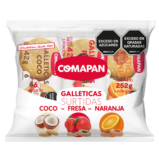 Galletas Comapan Coco   Fresa Naranja Paquete x 6 und