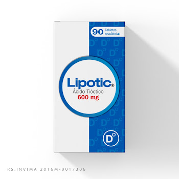 Lipotic Ácido Tióctico 600 mg Caja x 90 Tabletas  