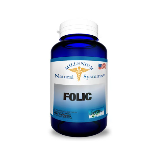 FOLIC X 100 Natural Systems Frasco x 100 El ácido fólico es una vitamina del complejo B, coadyuvante para la formación del tubo neural en el feto, excelente para mujeres en las primeras semanas de embarazo . Promueve la producción de glóbulo